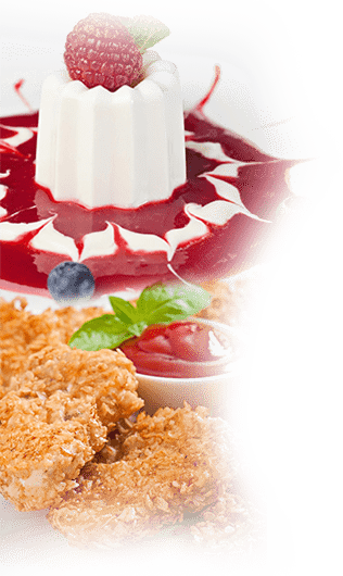 panna cotta and breaded chicken nuggets